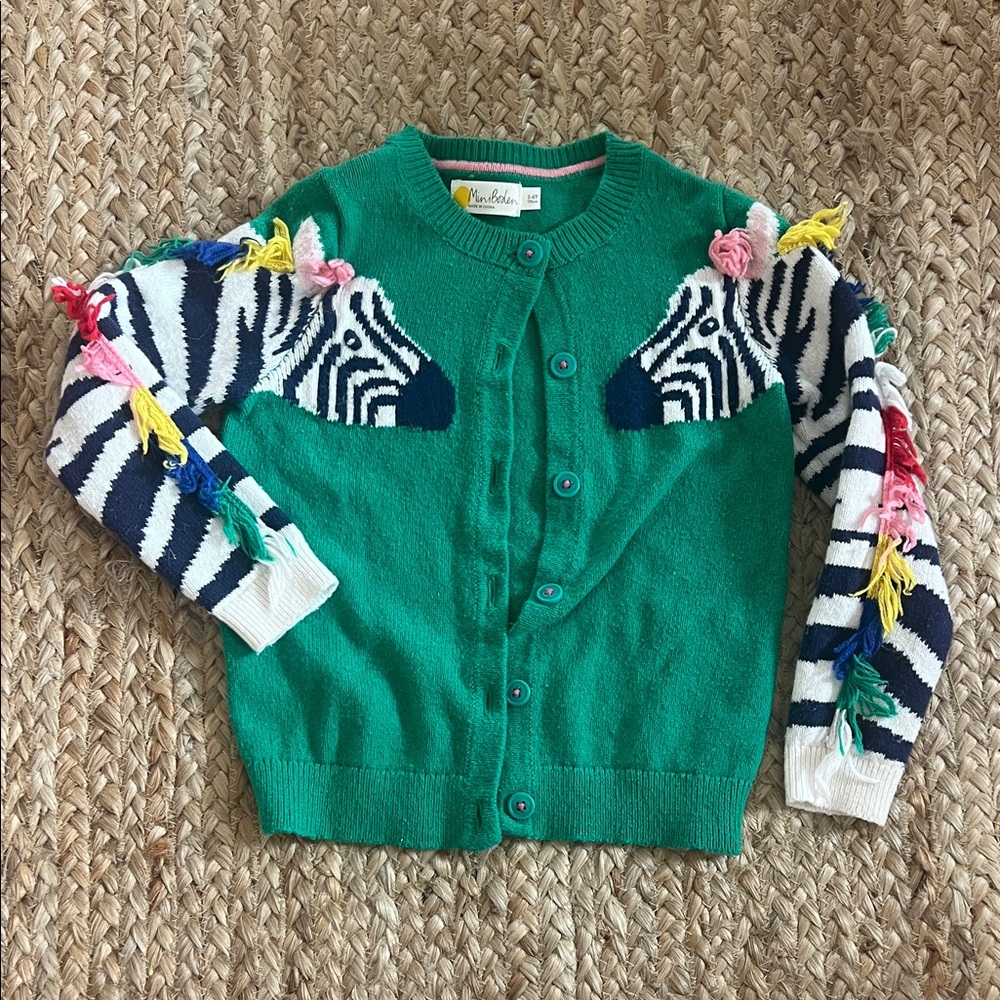 Mini Boden Colorful Zebra Kids Cardigan size 5-6 GUC